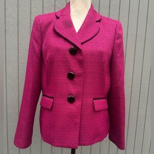 Le Suit Hot Pink and Black Blazer
